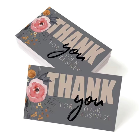 3/$20📦 25 Thank You cards for orders - Grey floral - Picture 5 of 6